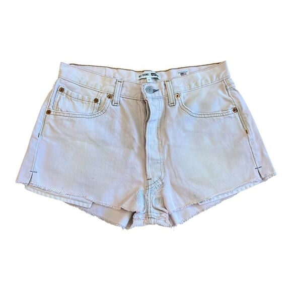 Re/Done x Levi’s Light Pink Distressed The Short Denim Shorts 26 - Picture 1 of 7